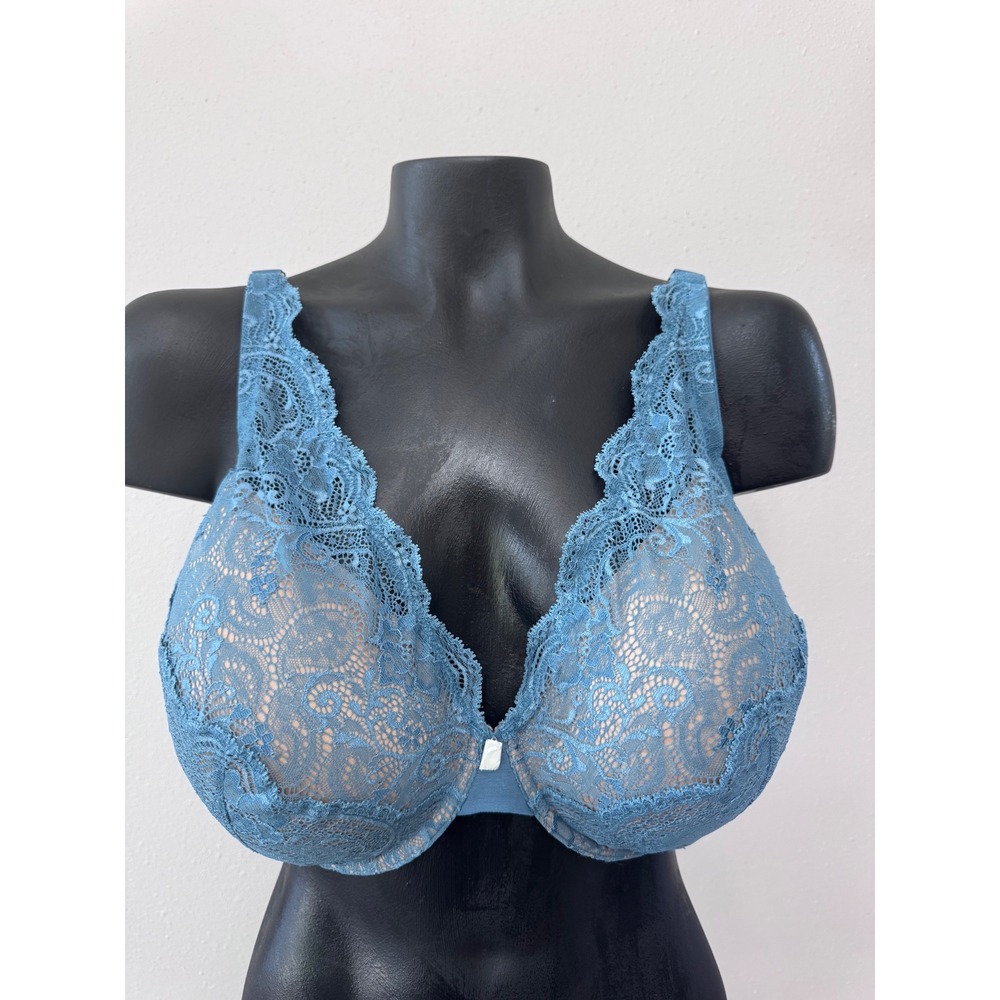 ThirdLove 24/7 Blue Lace Contour Plunge Bra Women's Sz 40E NWT Coquette Lingerie
